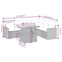 vidaXL 7-tlg. Garten-Sofagarnitur mit Kissen Schwarz Poly Rattan