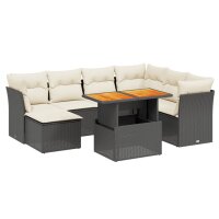 vidaXL 8-tlg. Garten-Sofagarnitur mit Kissen Schwarz Poly Rattan