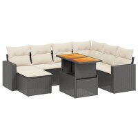 vidaXL 8-tlg. Garten-Sofagarnitur mit Kissen Schwarz Poly Rattan