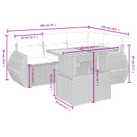 vidaXL 5-tlg. Garten-Sofagarnitur mit Kissen Schwarz Poly Rattan