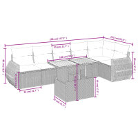 vidaXL 7-tlg. Garten-Sofagarnitur mit Kissen Schwarz Poly Rattan