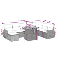 vidaXL 9-tlg. Garten-Sofagarnitur mit Kissen Schwarz Poly Rattan