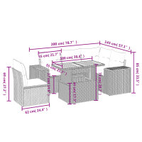 vidaXL 6-tlg. Garten-Sofagarnitur mit Kissen Schwarz Poly Rattan