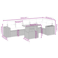 vidaXL 7-tlg. Garten-Sofagarnitur mit Kissen Schwarz Poly Rattan