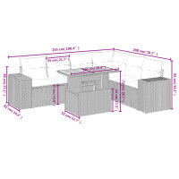 vidaXL 7-tlg. Garten-Sofagarnitur mit Kissen Schwarz Poly Rattan