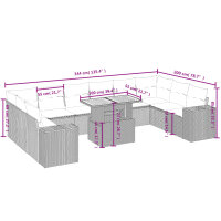 vidaXL 11-tlg. Garten-Sofagarnitur mit Kissen Schwarz Poly Rattan