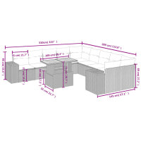 vidaXL 11-tlg. Garten-Sofagarnitur mit Kissen Schwarz Poly Rattan