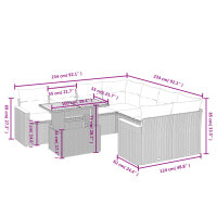 vidaXL 9-tlg. Garten-Sofagarnitur mit Kissen Schwarz Poly Rattan