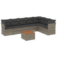 vidaXL 8-tlg. Garten-Sofagarnitur mit Kissen Grau Poly Rattan