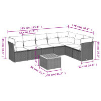 vidaXL 8-tlg. Garten-Sofagarnitur mit Kissen Grau Poly Rattan