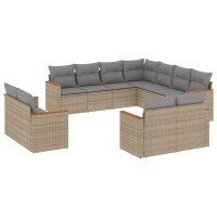 vidaXL 11-tlg. Garten-Sofagarnitur mit Kissen Beige Poly...