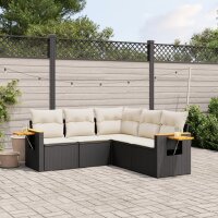 vidaXL 5-tlg. Garten-Sofagarnitur mit Kissen Schwarz Poly Rattan