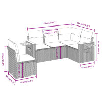 vidaXL 5-tlg. Garten-Sofagarnitur mit Kissen Schwarz Poly Rattan