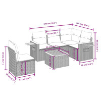 vidaXL 6-tlg. Garten-Sofagarnitur mit Kissen Schwarz Poly Rattan