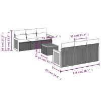 vidaXL 7-tlg. Garten-Sofagarnitur mit Kissen Grau Poly Rattan