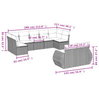 vidaXL 9-tlg. Garten-Sofagarnitur mit Kissen Beige Poly Rattan