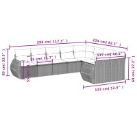 vidaXL 9-tlg. Garten-Sofagarnitur mit Kissen Grau Poly Rattan