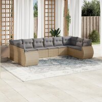 vidaXL 10-tlg. Garten-Sofagarnitur mit Kissen Beige Poly...