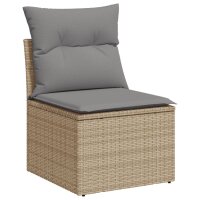 vidaXL 4-tlg. Garten-Sofagarnitur mit Kissen Beige Poly Rattan