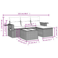 vidaXL 4-tlg. Garten-Sofagarnitur mit Kissen Grau Poly Rattan