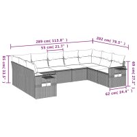 vidaXL 9-tlg. Garten-Sofagarnitur mit Kissen Grau Poly Rattan