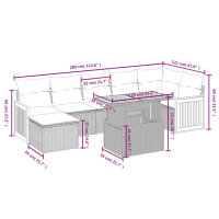 vidaXL 8-tlg. Garten-Sofagarnitur mit Kissen Schwarz Poly Rattan