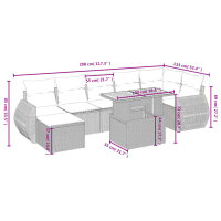 vidaXL 8-tlg. Garten-Sofagarnitur mit Kissen Schwarz Poly Rattan