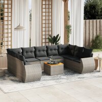 vidaXL 10-tlg. Garten-Sofagarnitur mit Kissen Grau Poly...