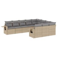 vidaXL 10-tlg. Garten-Sofagarnitur mit Kissen Beige Poly...