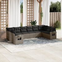 vidaXL 10-tlg. Garten-Sofagarnitur mit Kissen Grau Poly...