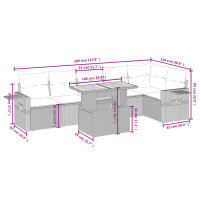 vidaXL 7-tlg. Garten-Sofagarnitur mit Kissen Schwarz Poly Rattan