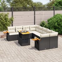 vidaXL 9-tlg. Garten-Sofagarnitur mit Kissen Schwarz Poly Rattan