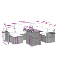 vidaXL 8-tlg. Garten-Sofagarnitur mit Kissen Schwarz Poly Rattan