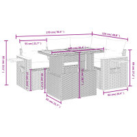 vidaXL 5-tlg. Garten-Sofagarnitur mit Kissen Schwarz Poly Rattan