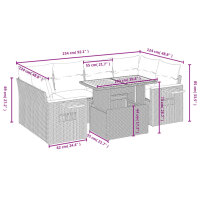 vidaXL 7-tlg. Garten-Sofagarnitur mit Kissen Schwarz Poly Rattan