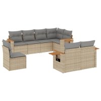 vidaXL 8-tlg. Garten-Sofagarnitur mit Kissen Beige Poly...