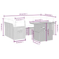 vidaXL 7-tlg. Garten-Sofagarnitur mit Kissen Schwarz Poly Rattan