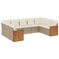 vidaXL 9-tlg. Garten-Sofagarnitur mit Kissen Grau Poly Rattan