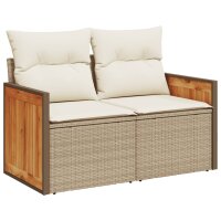 vidaXL 9-tlg. Garten-Sofagarnitur mit Kissen Grau Poly Rattan