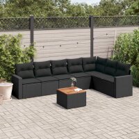 vidaXL 8-tlg. Garten-Sofagarnitur mit Kissen Schwarz Poly Rattan