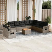 vidaXL 11-tlg. Garten-Sofagarnitur mit Kissen Grau Poly...