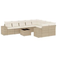 vidaXL 10-tlg. Garten-Sofagarnitur mit Kissen Beige Poly...