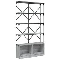 vidaXL B&uuml;cherregal Grau Sonoma 100x26x180 cm Holzwerkstoff und Metall