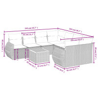 vidaXL 9-tlg. Garten-Sofagarnitur mit Kissen Grau Poly Rattan