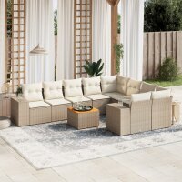 vidaXL 10-tlg. Garten-Sofagarnitur mit Kissen Beige Poly...