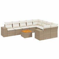 vidaXL 10-tlg. Garten-Sofagarnitur mit Kissen Beige Poly...