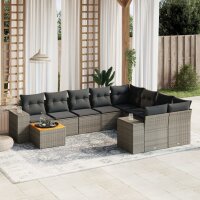 vidaXL 10-tlg. Garten-Sofagarnitur mit Kissen Grau Poly...