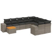 vidaXL 10-tlg. Garten-Sofagarnitur mit Kissen Grau Poly...