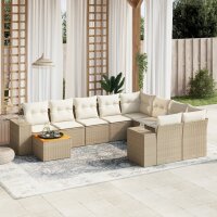 vidaXL 10-tlg. Garten-Sofagarnitur mit Kissen Beige Poly...