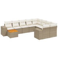 vidaXL 10-tlg. Garten-Sofagarnitur mit Kissen Beige Poly...